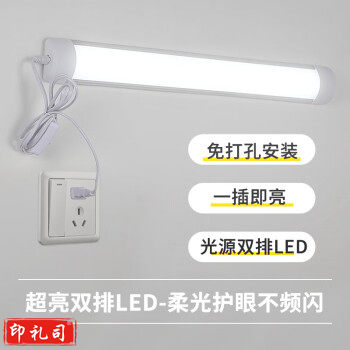 姿灯（ZIDENG）直插式led日光灯管长条家用卧室厨房吸顶床头插座寝室壁灯照明灯 免安装【60CM】1.5米线头】