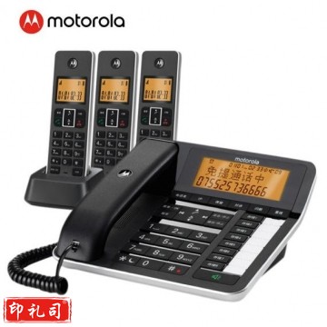摩托罗拉(Motorola)录音电话机 无线座机 子母机 固定电话 办公 大屏幕 语音报号C7501RC分机拖三