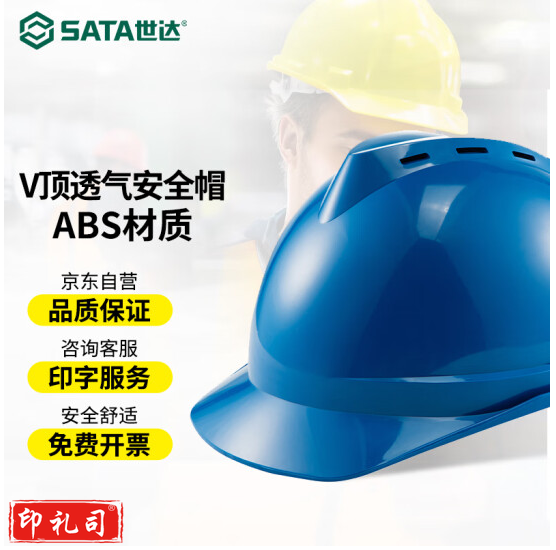 世达（SATA） ABS安全帽防砸抗冲击电力绝缘 建筑工地施工领导监理劳保头盔TF0202透气款 TF0202B蓝色 