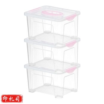 JEKO塑料桌面小号透明收纳箱2.5L 3只装 收纳盒 储物箱 SWB-506