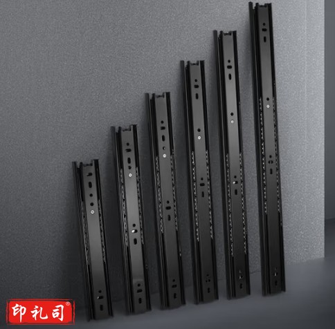 飞球抽屉轨道滑轨三节轨道导轨滑槽加厚黑色 FQ-PT12  yykj-240401144005
