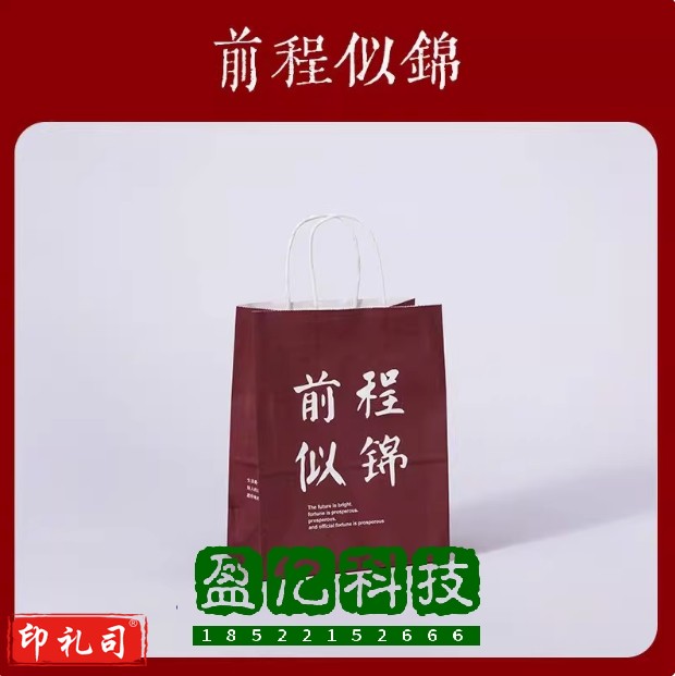 新年礼品袋小手提袋定制袋子牛皮纸袋礼物袋外卖打包包装袋前程似锦