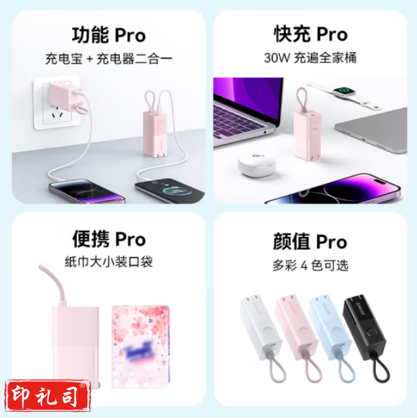 Anker安克 A1634充电宝充电器二合一30W快充能量棒Pro type-c充电头兼容27W迷你充电宝适用苹果13/14/华为/小米 粉