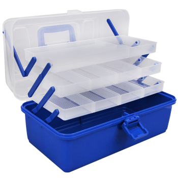威和（WeiheFISHING）钓鱼配件鱼饵收纳箱手提箱工具盒多层可折叠钓箱 305 大号蓝色手提盒