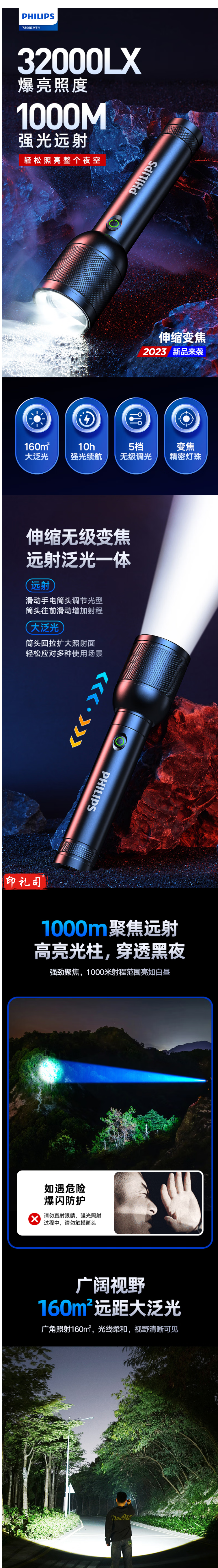 【飞利浦SFL8168】飞利浦（PHILIPS）手电筒强光远射 超长续航超亮变焦白激光充电便携应急灯_1_1.png