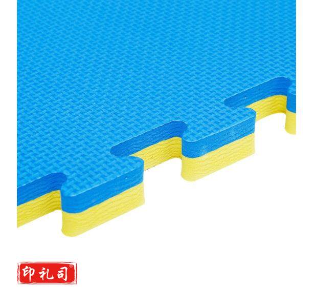 冰禹 BJjj-333 泡沫垫防滑跆拳道地垫 加厚拼接地板垫 T型纹黄蓝 厚2.5cm 1*1米