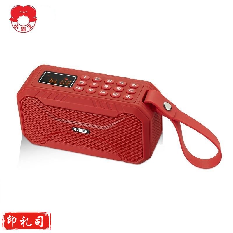 小霸王 D100蓝牙音箱迷你低音炮带收音机户外便携式插卡U盘广场舞小音响 红色