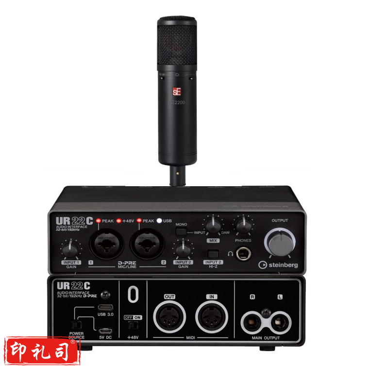 雅马哈录音声卡UR22C 专业录音配音  UR22C搭配SE 2200话筒套装 