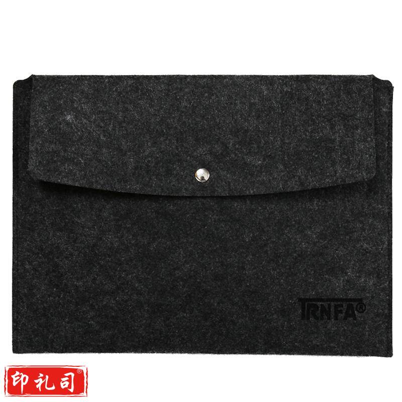 信发（TRNFA）黑色毛毡文件袋/手拿按扣公文袋 /资料套袋/10件起订