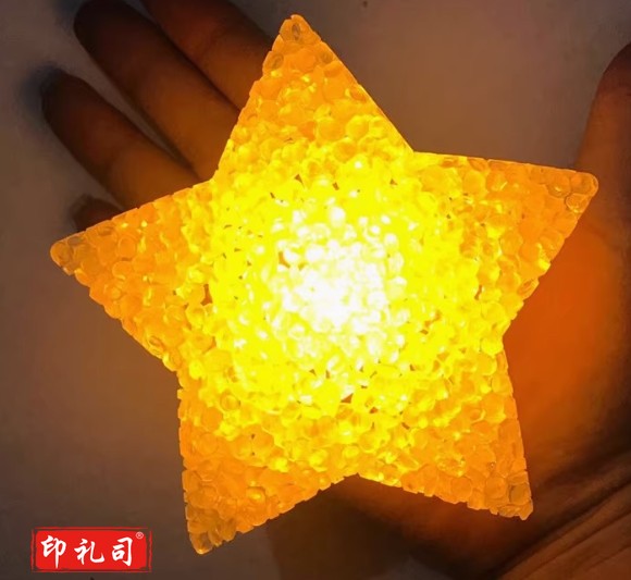 表演节日舞台演出装饰手捧发光星星灯单个手持五角星道具 白壳黄光 50个8㎝加皮筋戴手