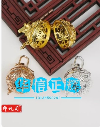 黄铜材料镀金镀银保色手工发簪diy铸铜开口宫铃镂空可以打开腰佩(4个起订)