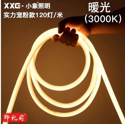 超亮led灯带柔性霓虹圆形线条灯广告招牌软灯管户外防水白光智能-宠粉款[圆形发光] 暖光