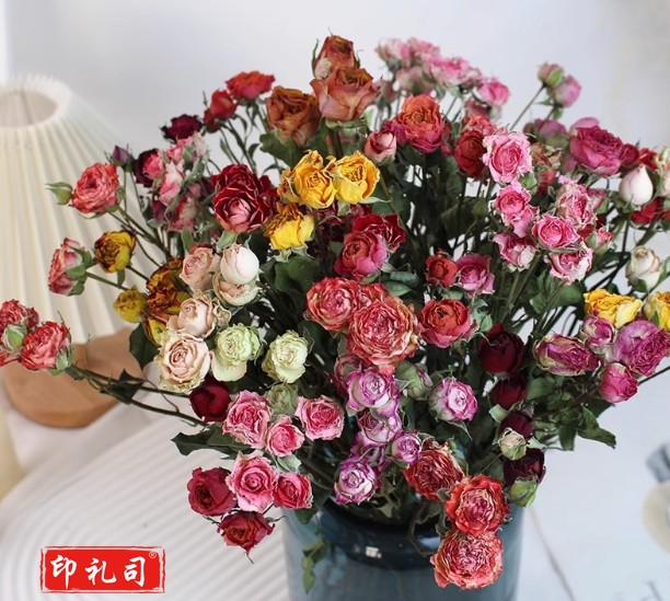 天然真花家居插花装饰diy手工活动干花材软装蔷薇混搭40朵左右 送配草