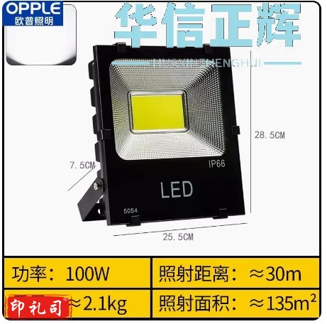 欧普LED投光灯5054户外防水100W高亮COB款-白光