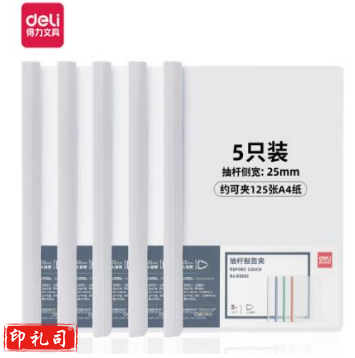 得力63102抽杆报告夹(白) 5/包（单位：包）