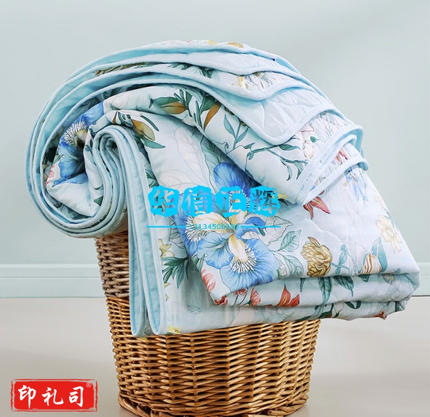 富安娜 汀香 七孔抑菌纤维被 纯棉面料空调被 夏被 2斤 152*210cm 蓝色