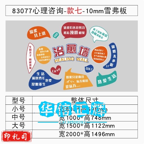 心理咨询室文化墙布置面装饰画健康驿站幼儿园环创情绪角管理贴纸 83077心理咨询-款七-10mm雪弗板