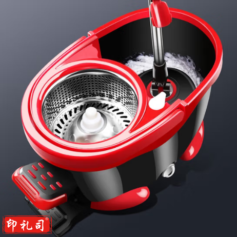 宏潮 四驱动旋转拖把桶免手洗手压脚踩好神拖懒人家用墩布拖地塑踏4头hc1-1005