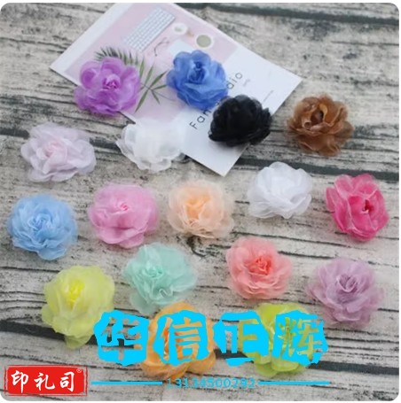 雪纺带纱小号丝网花 仿真花 假花 diy发夹边夹发朵 装饰花 3.5CM(80个/组)