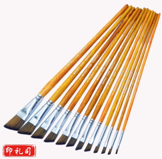 MONET莫奈画笔1528尼龙毛斜头画笔 水粉水彩油画笔 丙烯 手绘板刷 莫奈斜头笔 6号