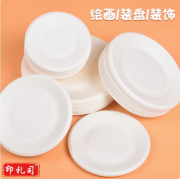 一次性餐盘纸盘画画手工diy制作材料幼儿园儿童绘画纸碟蛋糕盘子 7寸 200个装
