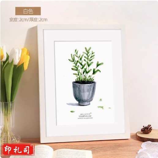 实木相框  A3挂墙29.7*42cm 白色  货号：LJ