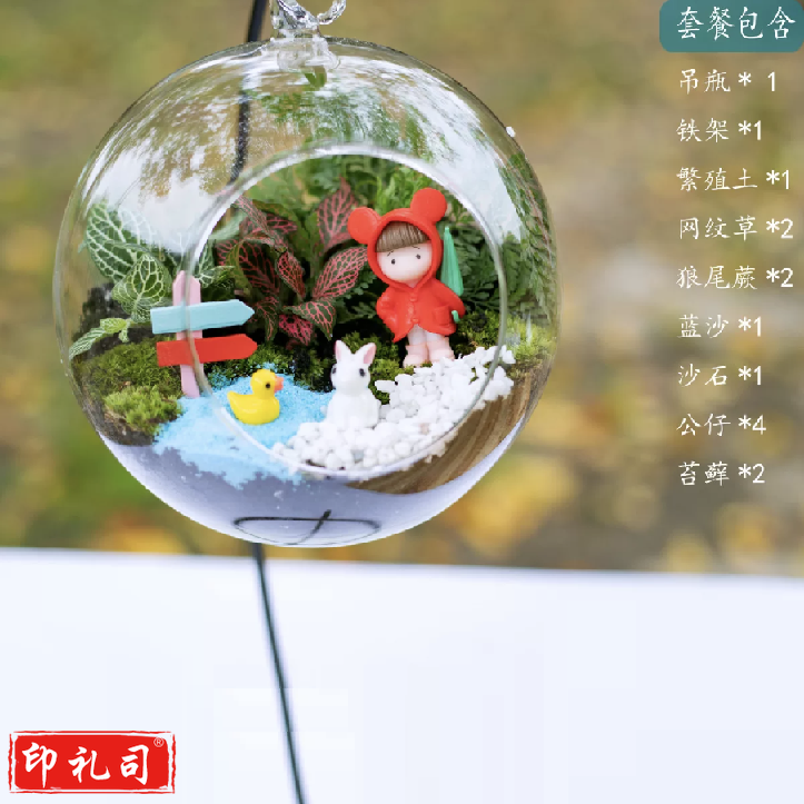 多肉微景观diy材料盆栽植物手工摆件 12cm斜口套装 货号：JC