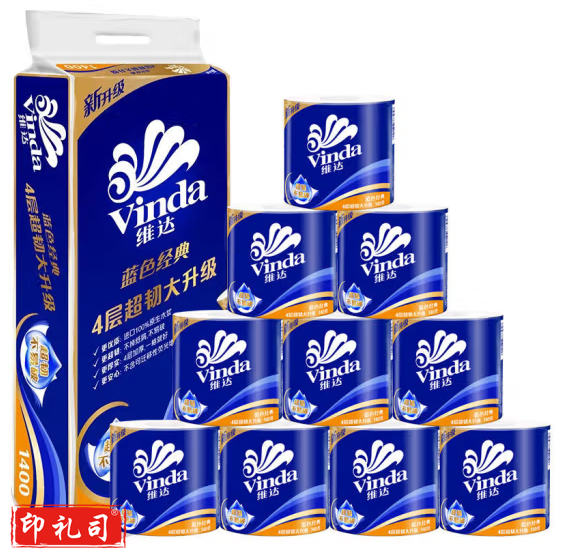 维达 卷纸 蓝色经典140克×10卷 4层 加厚 卫生卷筒纸4069厕纸卫生纸10卷/提