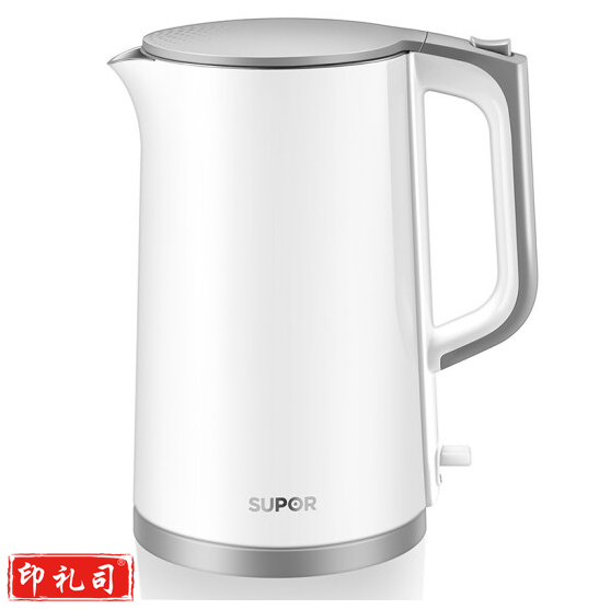 苏泊尔 SW-17S13A电水壶 1.7L全钢无缝内胆 双钢防烫保温一键开盖 白灰