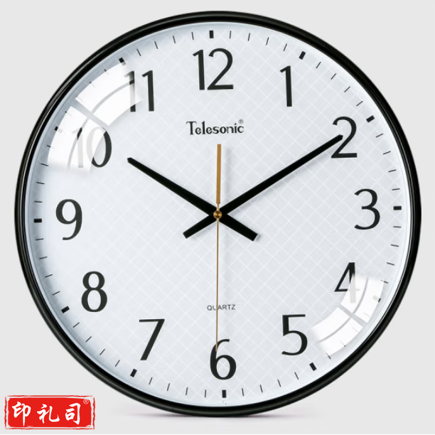 天王星 Q3644-3 挂钟 简约石英钟 扫秒机芯挂钟  黑色