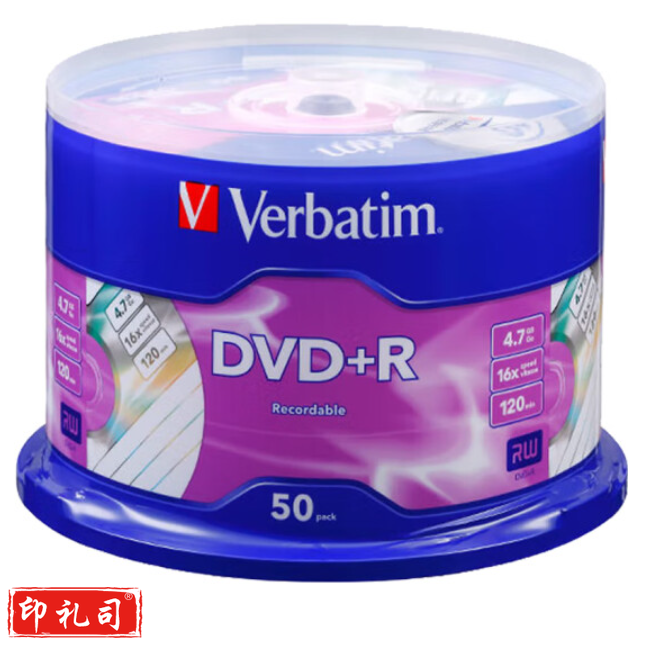 威宝 DVD+R 光盘/刻录盘 16速4.7GB 雾银素面 桶装50片/97174