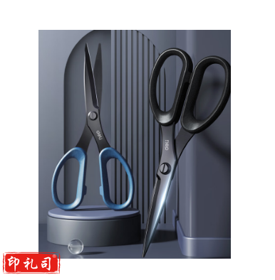 得力(deli)175mm人机造型剪刀 黑色防锈  黑77790