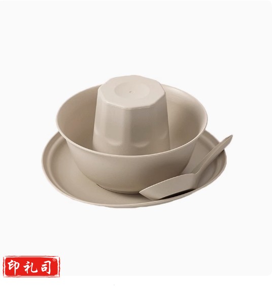 稻壳一次性餐具 原色260ml稻壳碗+碟+杯+竹筷   20套起订 货号：LJ