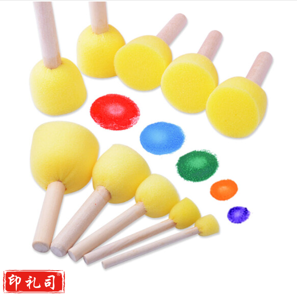 儿童拓印工具  海绵圆头印章  美术材料DIY手工作海绵画刷 5个/套