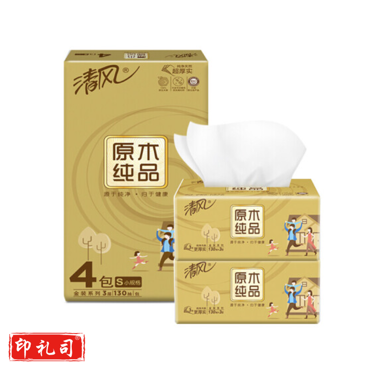 清风抽纸 原木纯品金装系列 3层130抽*6包