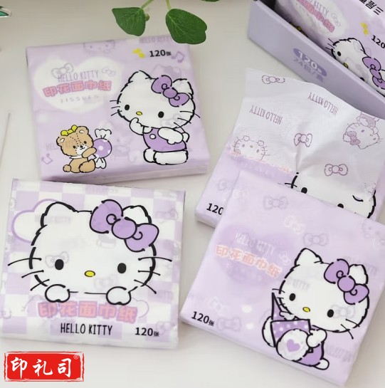 抽取式印花面巾纸 KT猫  120张/包  货号：LJ