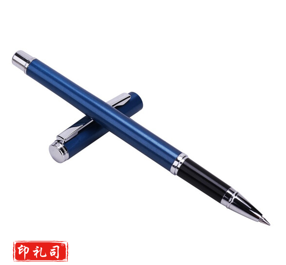 得力 S82金属商务0.5中性笔金属蓝 签 字笔碳素笔男女学生办公水笔