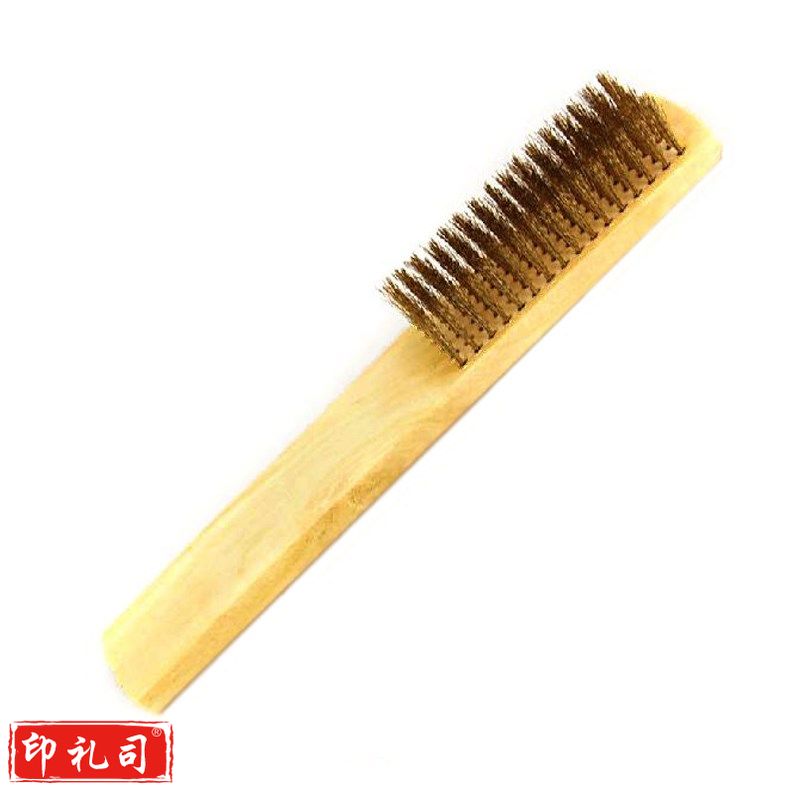 巨联（JULIAN） YG-T15mm   原木柄多用途铜丝刷   金属表面清洁刷  除漆除锈刷子   铜丝板刷
