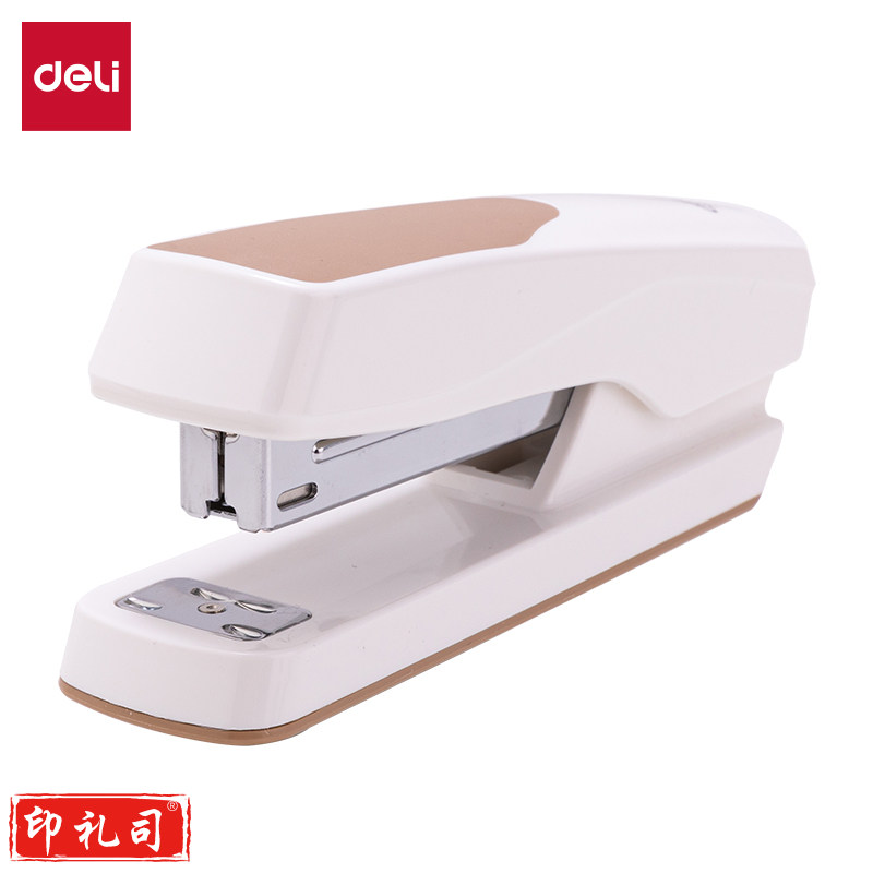 得力（deli）12号订书机加厚20页大号订书器 白【防滑底座 舒适按压】0427