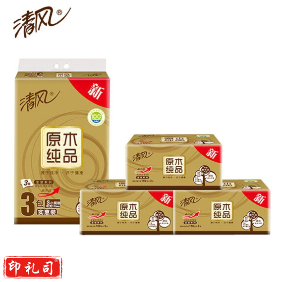 清风BR36MJ3金装系列原木纯品M规格150抽3层  16提一箱（48包）