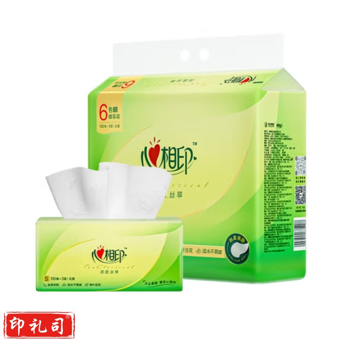 心相印 抽纸130抽3层软抽 6包/提茶语丝享 DT15130