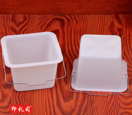 LISM大白桶手提 调油漆桶塑料桶 小白桶小方桶 小号迷你水桶手提画画 方形白色1.5L