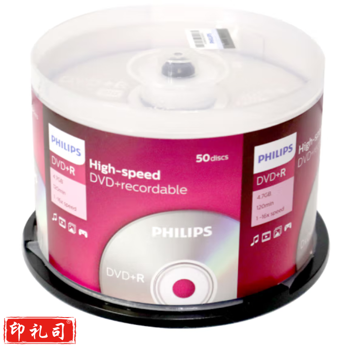 飞利浦 DVD+R空白光盘/刻录盘 16速4.7G 桶装50片  （颜色随机）