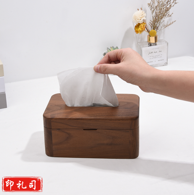 实木纸巾盒 抽纸盒 简约现代纸抽盒   大号 19.5*12.5*9cm  货号：LJ