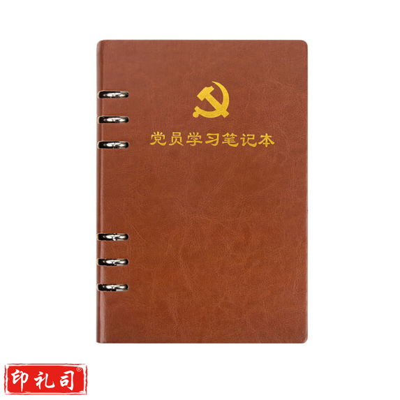 活页式党员学习笔记本A5 党员会议记录本党员本（棕色）