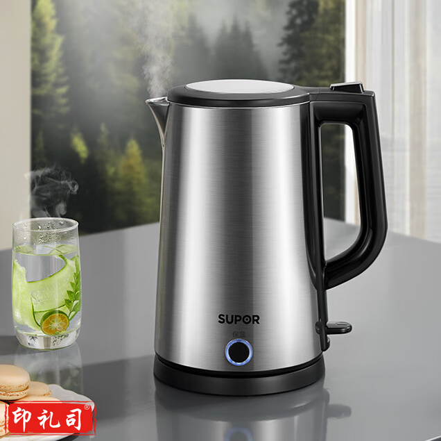 苏泊尔  电水壶热水壶 1.7L全钢无缝双层防烫电热水壶 SW-17J13P