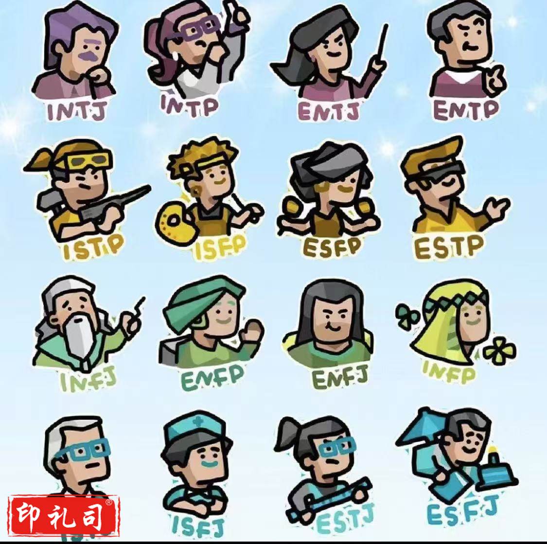 MBTI 十六人格钥匙扣书包挂件(16款/组)