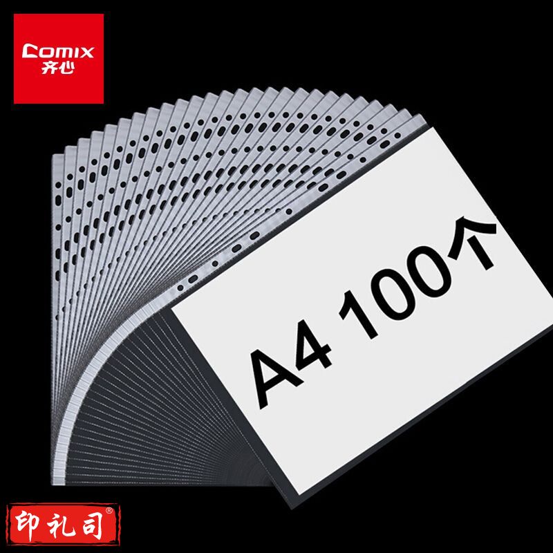 齐心 EH303A-1 A 4文件保护袋 11孔0.04mm 100个/套  