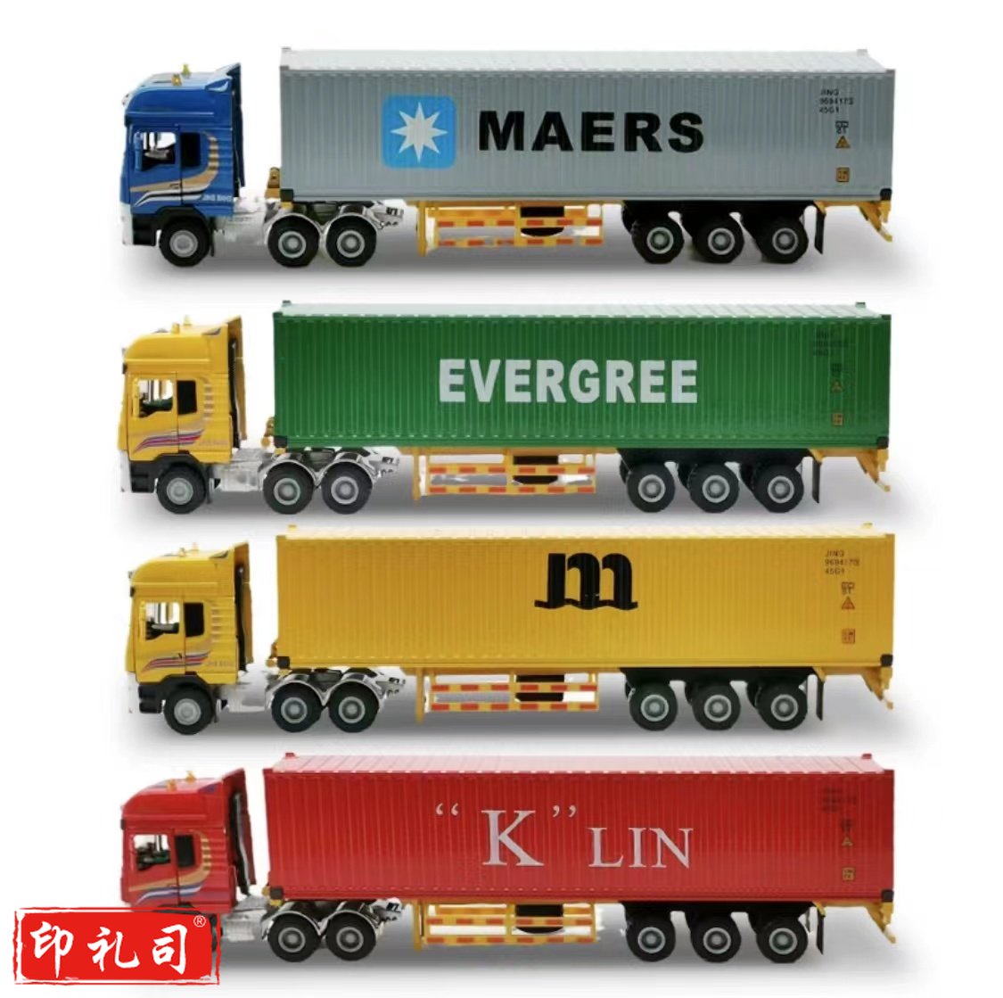合金集装箱大卡车模型 ，仿真箱式货柜车模型(颜色样式下单前请咨询客服)