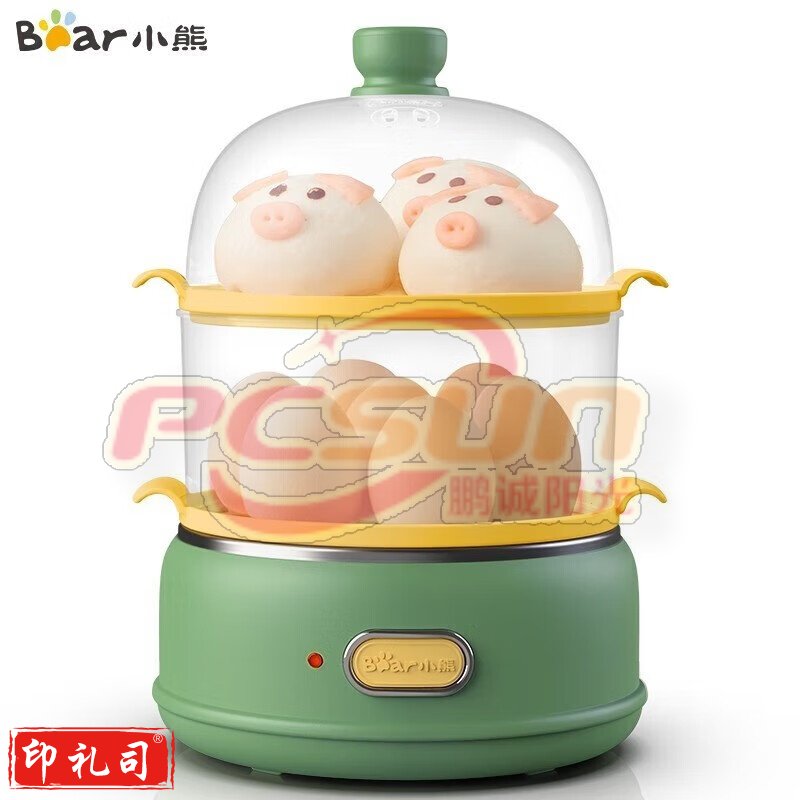小熊ZDQ-B14E8煮蛋器 单双层pp材质上盖+蒸笼 自动跳断 透明上盖防烫提手